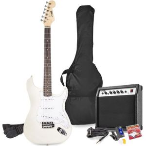 GUITARE MAX Pack guitare électrique GigKit avec amplificateur 40 Watts - Blanc, livré avec de nombreux accessoires