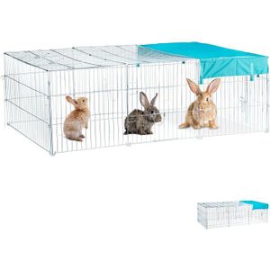 ENCLOS - CHENIL Relaxdays Enclos pour lapins avec toit, voile solaire, gros enclos pour l’extérieur, différentes Couleurs, galvanisé 58905