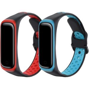 BRACELET MONTRE CONNEC. Bracelet Compatible Avec Samsung Galaxy Fit 2 Bracelet - 2X Bracelet De Rechange En Silicone Pour Fitness Tracker - Noir-Rou[n5230]