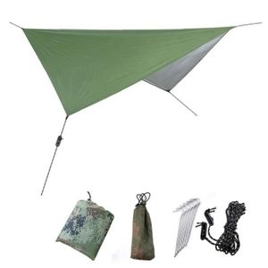 TENTE DE CAMPING Camping Tente Tarp Portable Polyester Hammock Feuille de pluie Etanche anti-UV Vert
