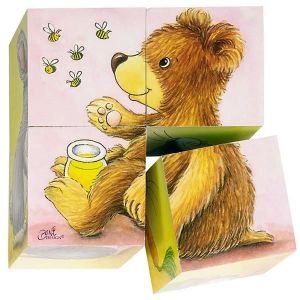 PUZZLE Puzzles bébés animaux en bois - GOKI - Lot de 4 cu