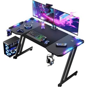 Bureau Gaming avec LED RGB OLY MAGIC, Bureau Gamer Table en Forme de Z,  avec Support de Haut-Parleur et Porte-Gobelets - Cdiscount Maison
