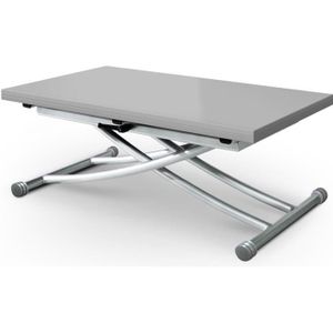 TABLE BASSE Table basse relevable Carrera Gris laqué - MENZZO - Carré - Contemporain - Design