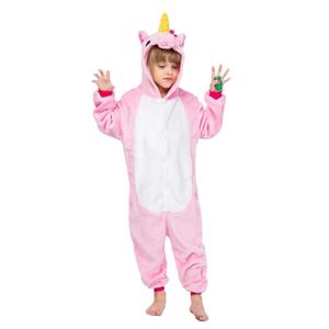 Costume de cosplay 140 cm Taille unique En flanelle Combinaison licorne pour filles et garçons Pyjama mignon Gris 