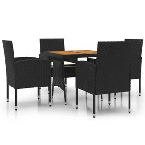 Ensemble table et chaise de jardin Salon de jardin en Résine tressée, Mobilier à dîner de jardin 4xchaise avec table, Couleur noir S8