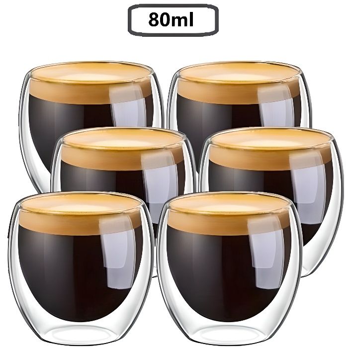Lot 6 tasses expresso 150ml Nespresso café double parois ristretto