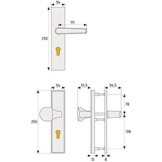 Poignée De Porte ABUS KLZS 714 Aluminium 72 Mm - Occasion Avec Rayures, Fonctionnelle
