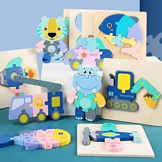 Puzzle en bois 3D pour enfants - Montessori - Jouet éducatif - Cadeau ...