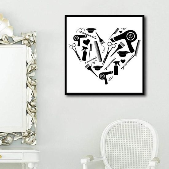Affiche Vintage Coiffeur Pilote Noir Et Blanc Sur Toile 50x70 Cm - Décoration Murale Salon, Chambre, Bureau
