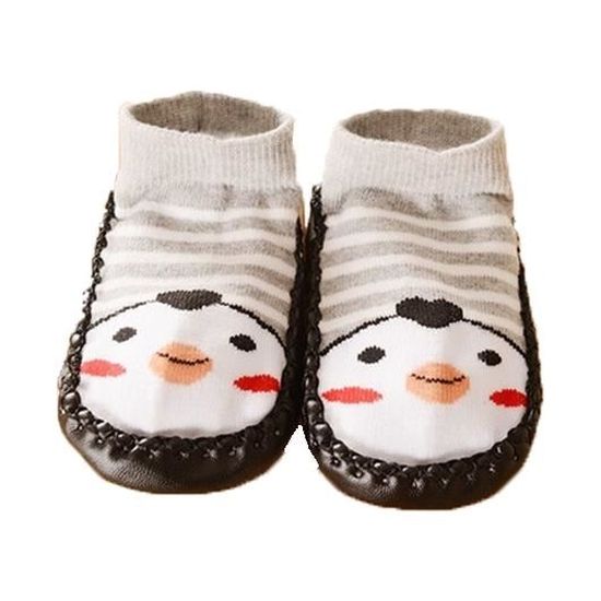 Chaussons Chaussettes Bebe Avec Semelle Antiderapante 6 12 Mois Noir Cdiscount