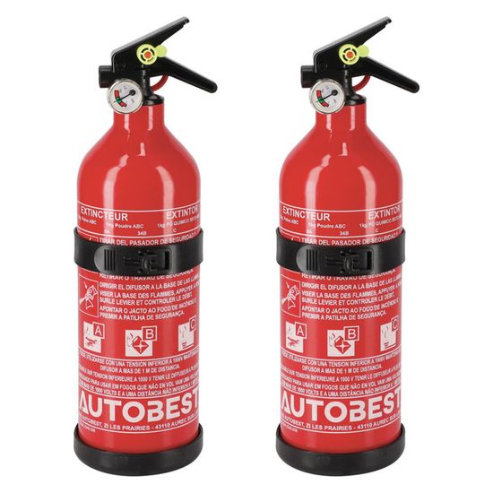 Lot De 2 Extincteurs 2 Kg Classe ABC - Autobest - Avec Manomètre - Neufs Sous Emballage