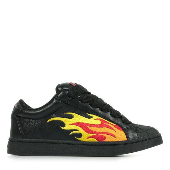 Baskets femme Buffalo Liberty BUFFALO Noir Lacets Plat Synthetique Black orange