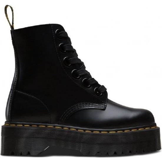 Boots Dr Martens Molly Noir - Femme - Semelle compensée - 6 œillets