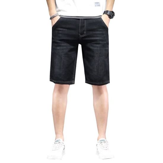 Short en Jeans Homme Avec Poche zipp e Antivol Short Denim