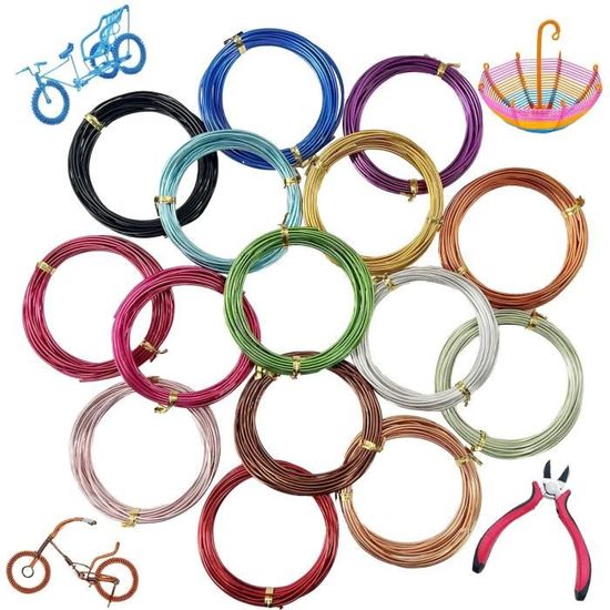 Fil En Aluminium 5 Couleurs - 1 Mm De Diamètre, 5 Mètres Par Bobine - Souple, Pliable, Pour Bijoux, Bricolage, Sculptures, Artisanat