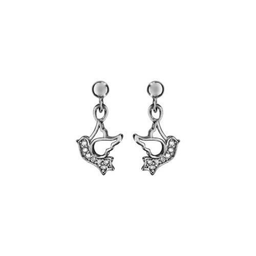 Boucles D'oreilles Longues Pendantes En Argent 925 Rhodié Avec Zircon - Clous - Neuf Avec étiquettes (EAN: 3701449062204)