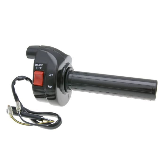 Poignées D'Accélérateur + Interrupteur D'Arrêt D'Urgence – Noires, Pour Mini Moto & Dirt Bike 22 Mm