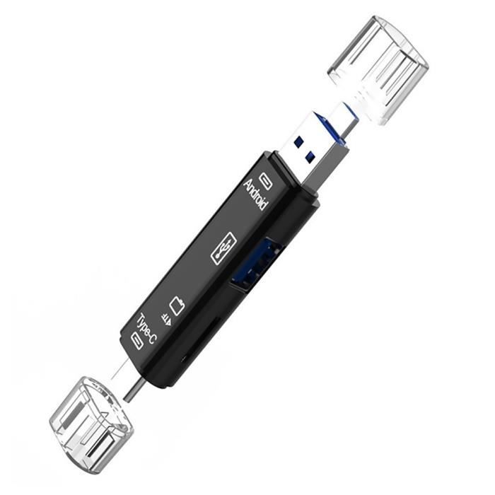 Lecteur de carte OTG multifonctionnel Lecteur de carte 3.0 Micro SD USB Noir
