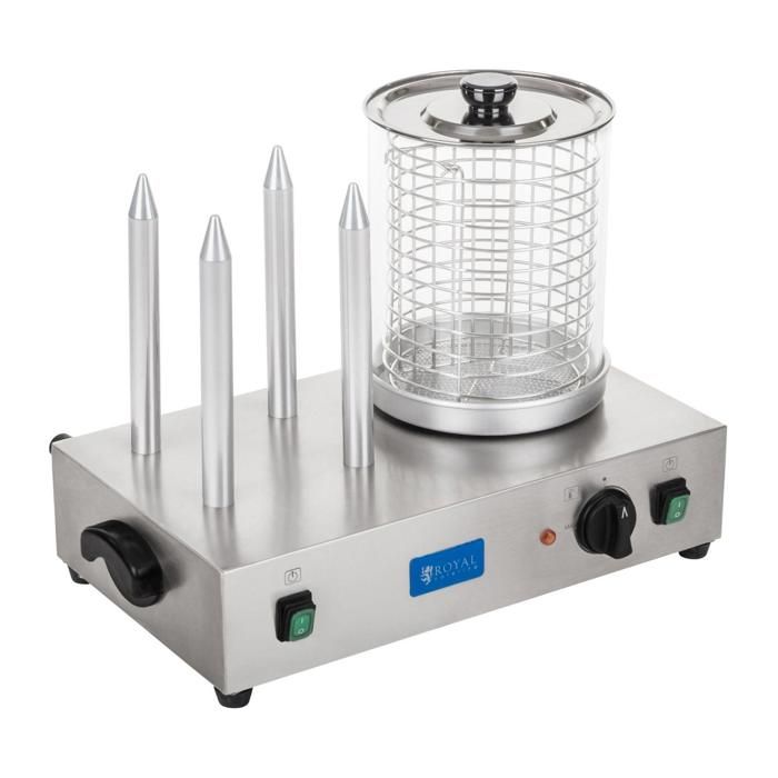 Appareil machine à hot dog professionnelle 4 pains 2 x 300 watts 3614094
