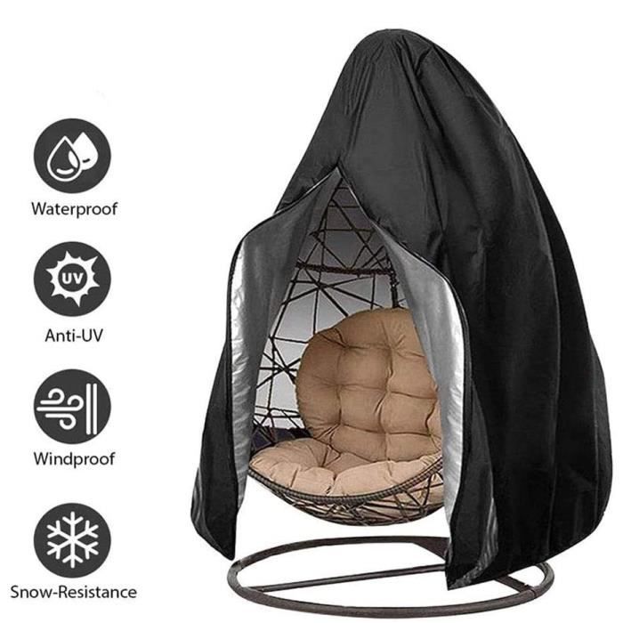 Housse de Fauteuil Suspendu Jardin, Housse de Protection Coquille Oeuf, Tissu Oxford Housse Protection en Hydrofuge 115 x 190cm