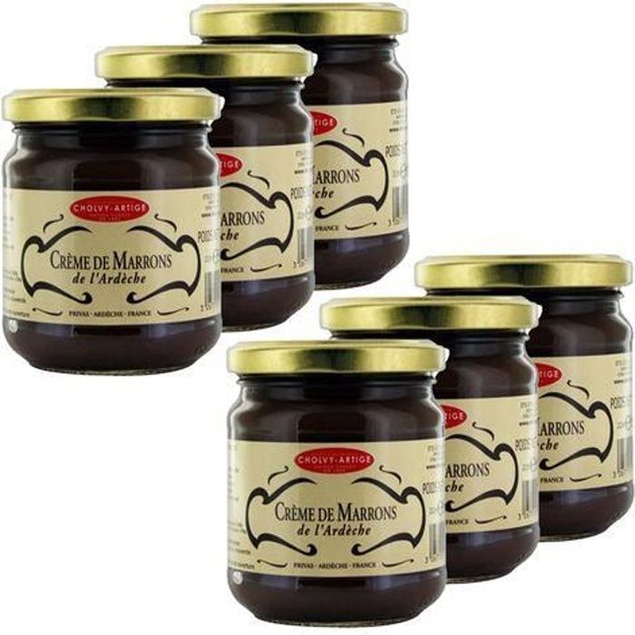 Lot 6x Crème de marrons de l'Ardèche - Cholvy Artige - pot 250g