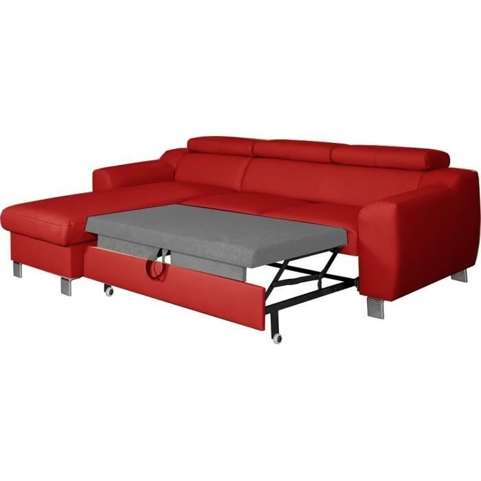 Canapé d'angle 5 places Rouge Cuir Luxe Contemporain Confort