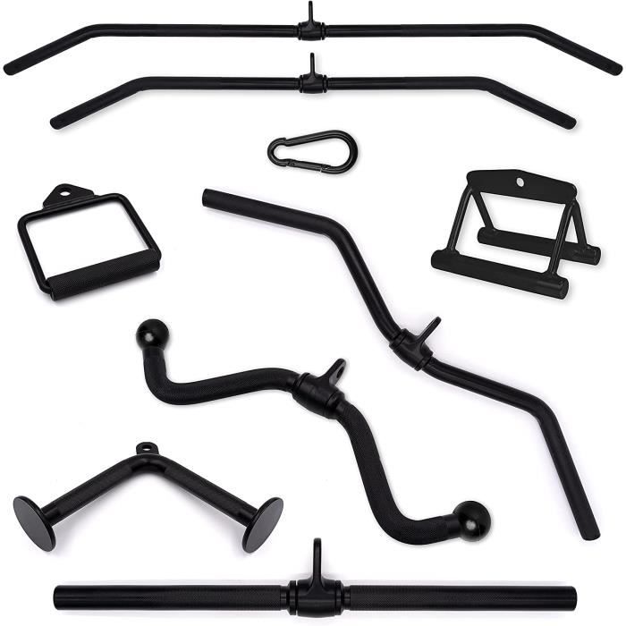 Barre De Traction - Sports Différentes Poignées Noires Mousqueton 8 Mm En Acier Massif Pour Exercices Sur Station