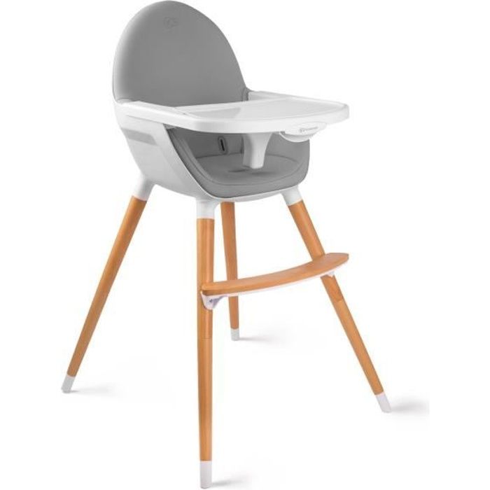 Kinderkraft Chaise haute bébé évolutive 2 en 1 FINI Plateau réglable Tablette amovible - Gris