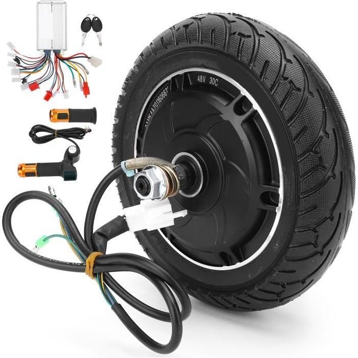Atyhao Ensemble de conversion de scooter électrique 8 pouces Moteur de Moyeu Sans Balais de Roue 48V 350W pour 8 po Scooter