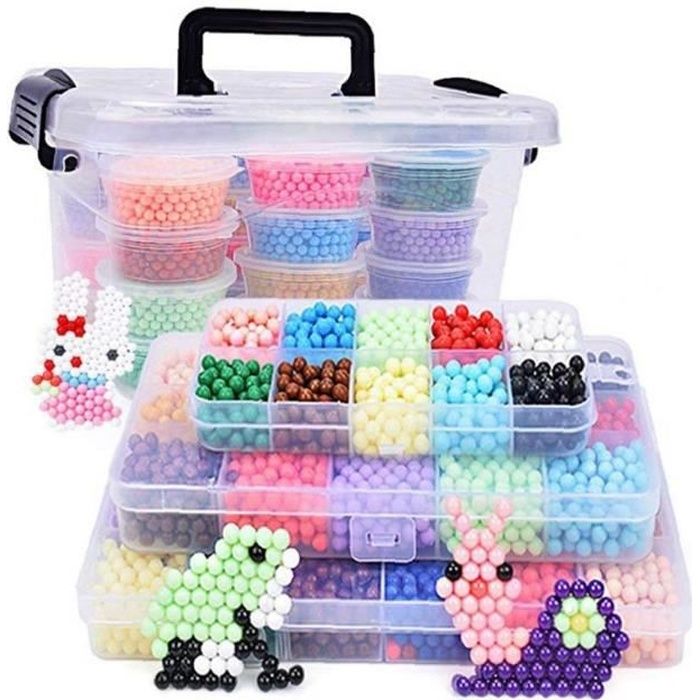 2200pcs eau Fuse Perles Kit 10 Couleurs de bricolage soluble dans l'eau Puzzle jouets pour enfants