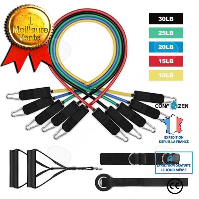 CONFO Accessoires Fitness - Musculation,Ensemble de bandes de résistance ensemble de bandes de Tension de 11 pièces jusqu'à 100 livr