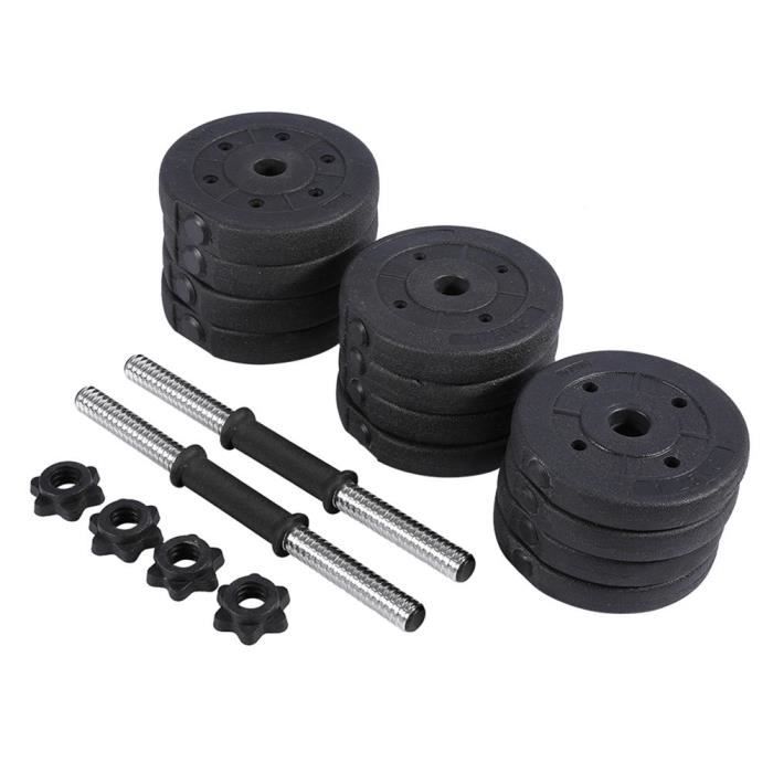 EJ.life Barre d'haltères Haltère 20KG Ensemble de musculation levage Gym Fitness Barbell Bar