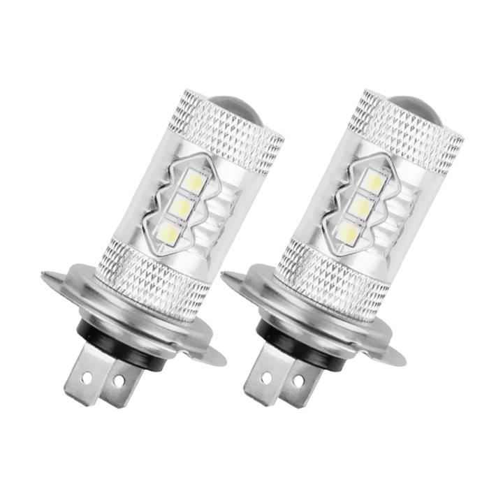 2 Pièces Auto Voiture 80W Blanc H7 16-LED Ampoule Feux de Route Feux DRL