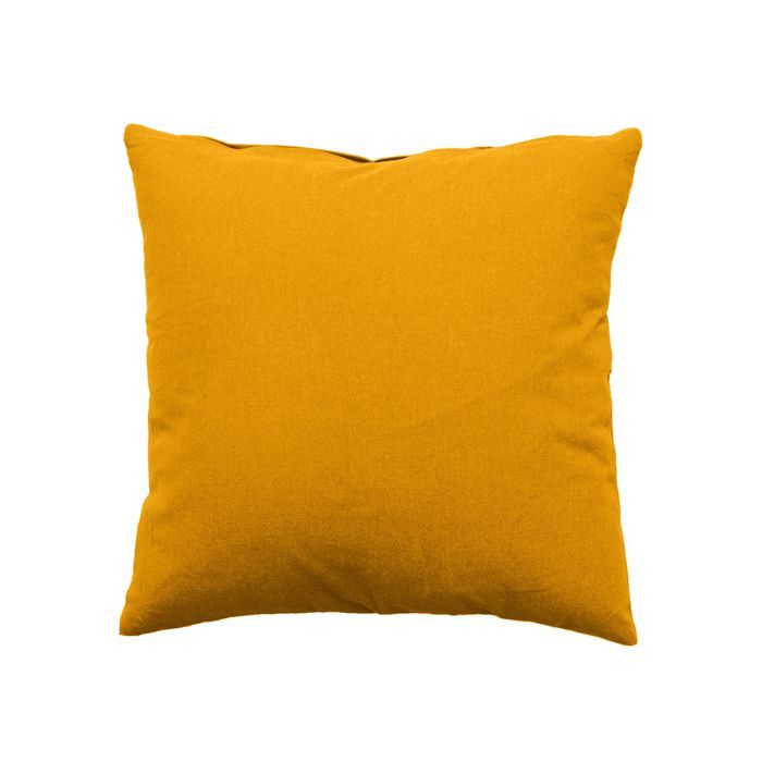 Coussin Déhoussable Uni en Coton Moutarde 40 x 40 cm