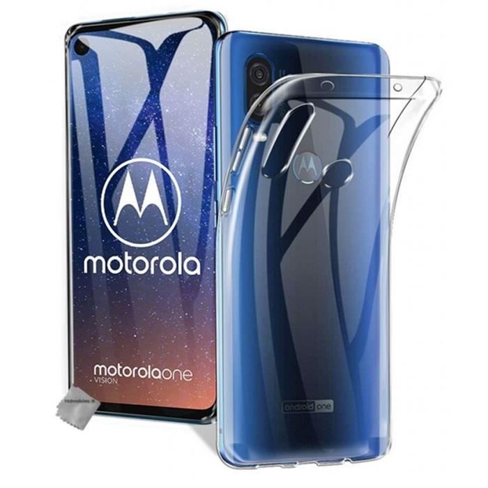 Coque silicone gel fine pour Motorola One Vision + verre trempe - TPU TRANSPARENT