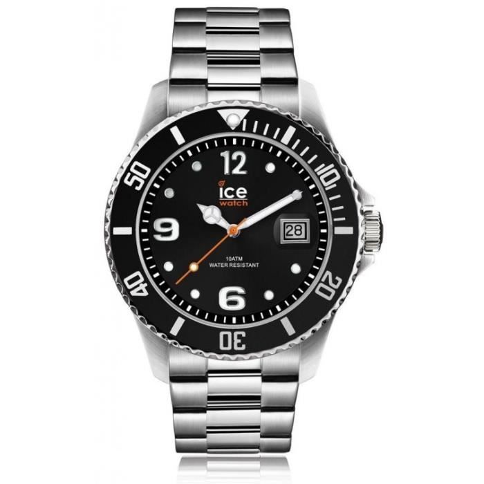 Ice-Watch - ICE steel Black silver - Montre noire mixte avec bracelet en metal - 016031 (Medium)