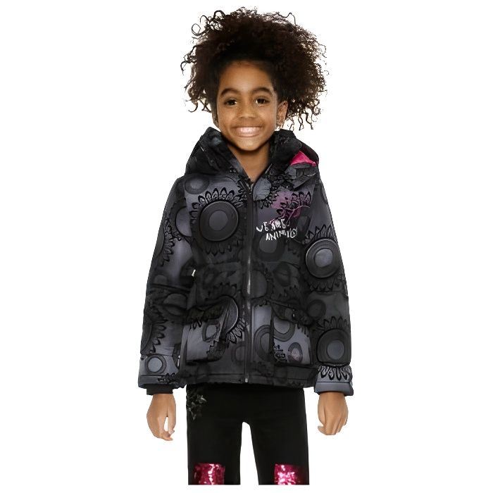 Desigual Veste Manteau Fille Rhipsali Noir et Motif 18WGEW15 - Taille - 11-12 ans