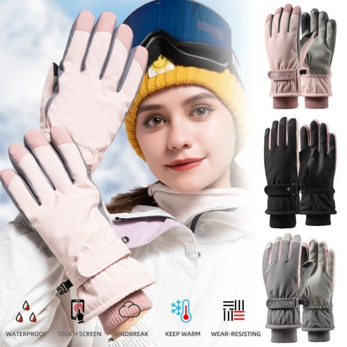 Gants de ski écran tactile imperméable coupe-vent hiver femmes gants de snowboard pour la course, le vélo, l'entraînement