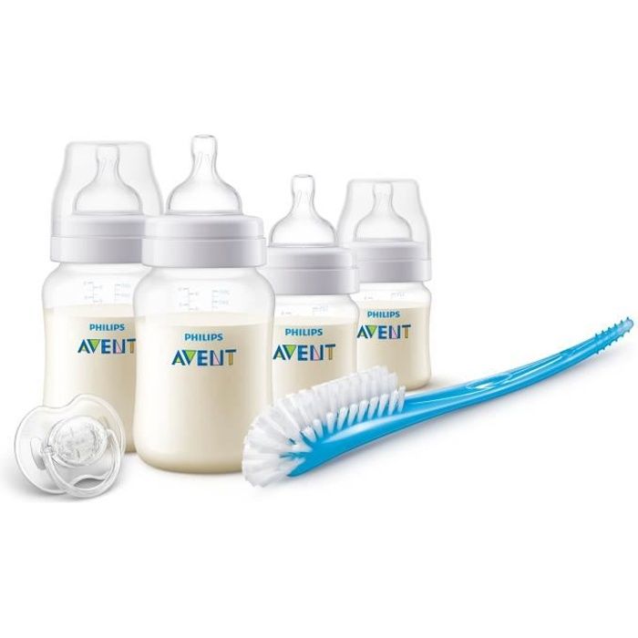PHILIPS AVENT SCD806/00 Coffret biberons Anti-colic - 4 biberons Classic + 1 sucette + 1 goupillon