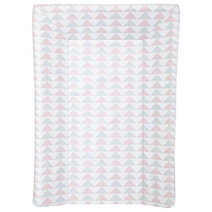BABYCALIN Matelas à langer Luxe - Motifs géométriques - Rose et gris - 50 x 70 cm