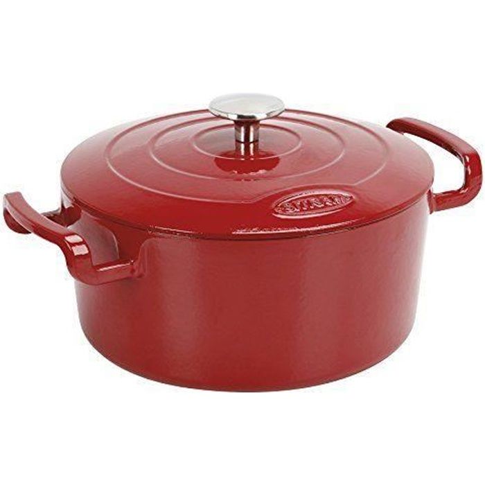 Sitram 711090 Cocotte Rond Fonte Rouge/Noir 5 L