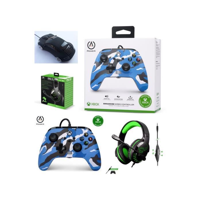 Pack Manette XBOX ONE-S-X-PC Camouflage BLEU METAL EDITION SPECIALE+ Casque Gamer PRO H3 SPIRIT OF GAMER XBOX ONE/S/X/PC