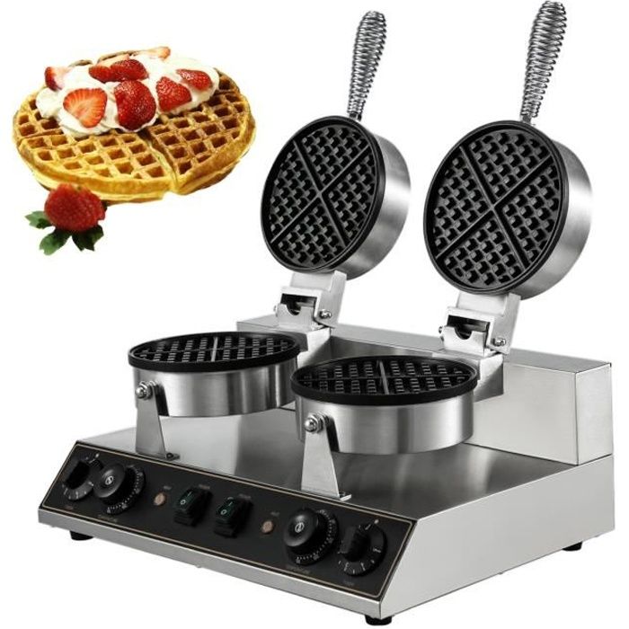 Gaufrier électrique en double - Machine à gaufre professionnelle - 1200 W + 1200 W