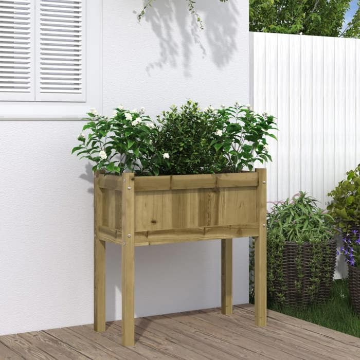 vidaXL Jardinière avec Pieds Pin Imprégné - vue 2