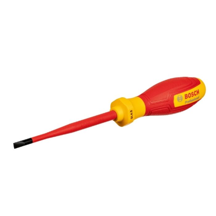 Bosch Professional tournevis VDE plat 45x100 certifié jusquà 1 000 V isolé avec un élastomère thermoplastique TPE