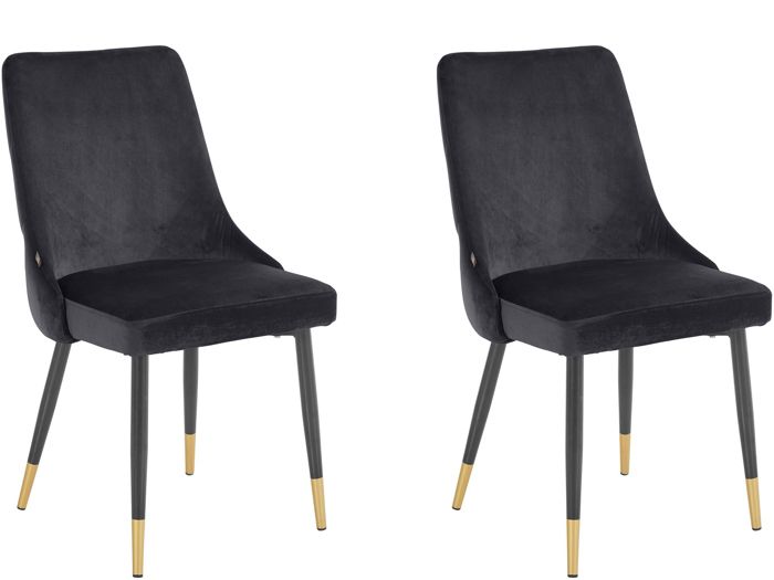 Iris Lot de 2 chaises de salle à manger rembourrées en velours gris
