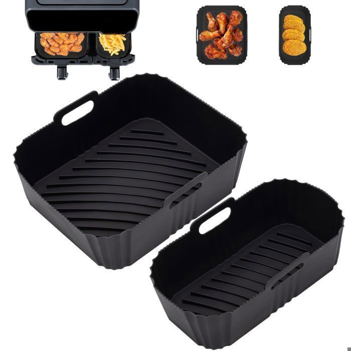 Moule Air Fryer 2 Pièces Moule Silicone Air Fryer pour Moulinex Easy Fry Dual 5 2/3 1 L pour Philips Dual Basket Airfryer série 3000