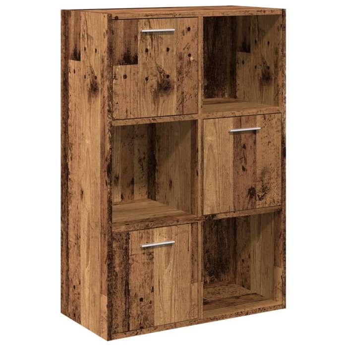 Bibliothèque - mango - Meuble de rangement - vieux bois - 60 5x30x90 cm - bois dingénierie M942