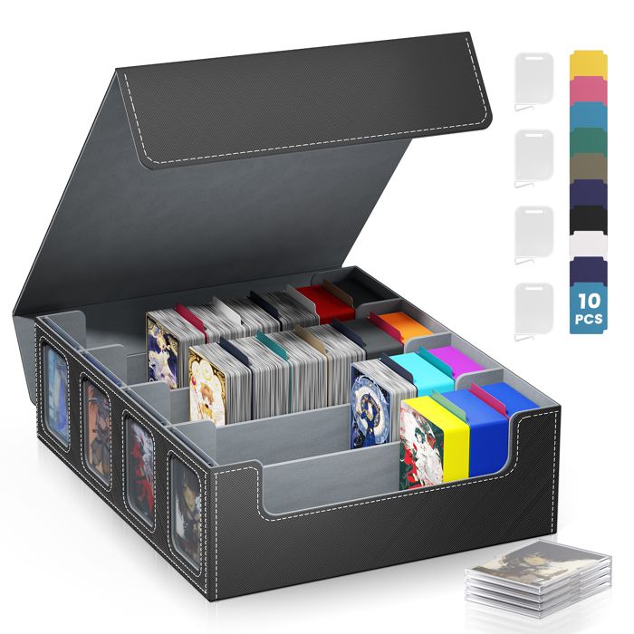 Boîte Rangement Cartes 4 Rangées - Capacité 2400+ Cartes - Cuir Imperméable Pour MTG/TCG