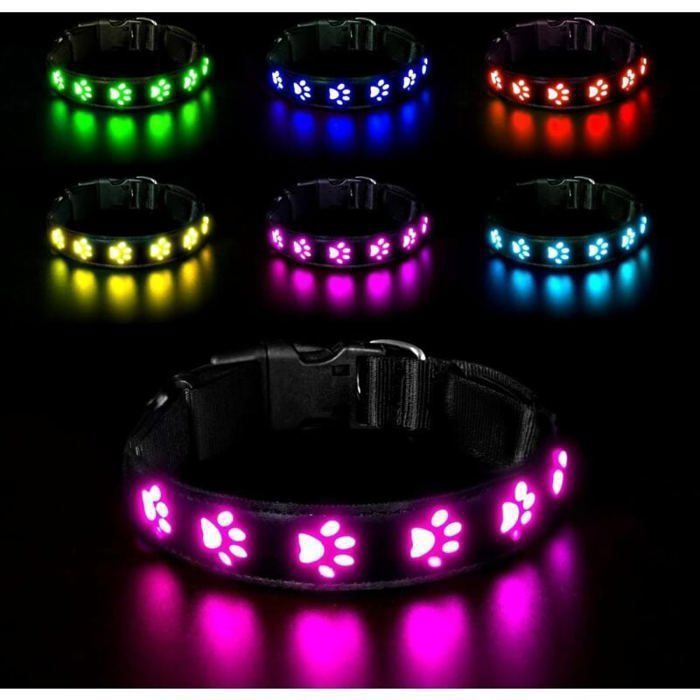 Meilleurs prix pour M-LED Collier Lumineux pour Chiens, Lumière Collier Chien Rechargeable et Etanche, Collier de Réglable avec 7 Modes d'éclairage(Co